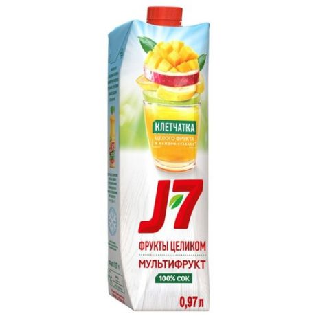 Сок J7 Фрукты целиком Мультифрукт, без сахара, 0.97 л