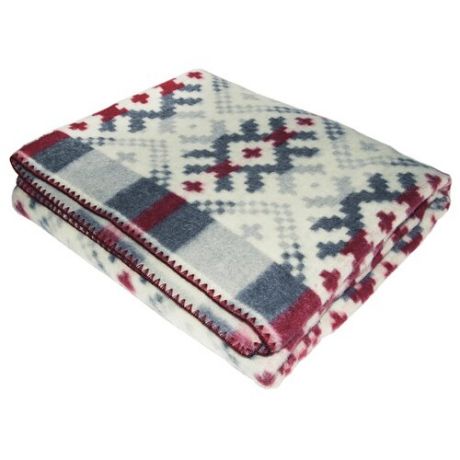 Одеяло ARLONI Ацтеки шерстяной, теплое, 140 х 205 см (серый/красный)
