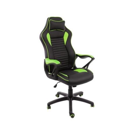 Компьютерное кресло Woodville Leon игровое, обивка: искусственная кожа, цвет: черный/зеленый