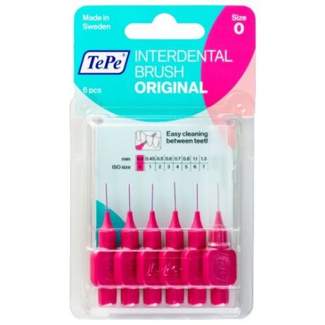 Зубной ершик TePe Original 0, pink, 6 шт.