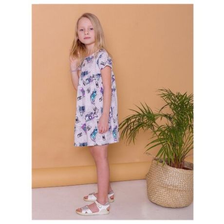 Платье Paprika размер 104-110, серый/синий/фиолетовый