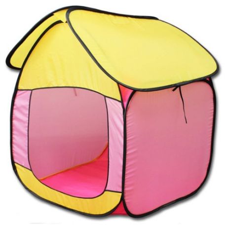 Палатка Belon familia ПИ-005/К-ТР Эконом Радужный домик Теремок розовый/желтый