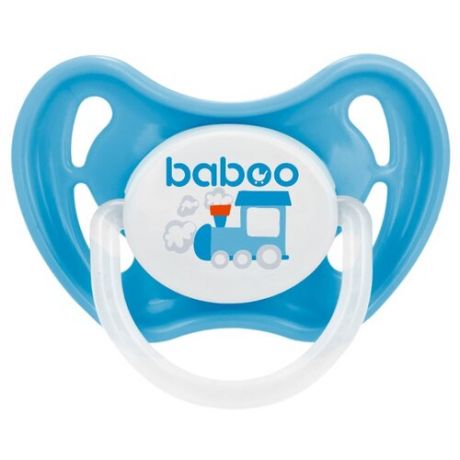 Пустышка силиконовая ортодонтическая baboo Transport 0+ м (1 шт.) голубой/белый