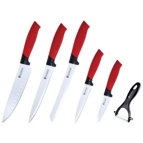 Набор Zillinger 5 ножей и овощечистка ZL-780/ZL-781 красный/черный/белый