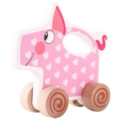 Каталка-игрушка Деревяшки Поросёнок Хрю (18WRT02P) розовый