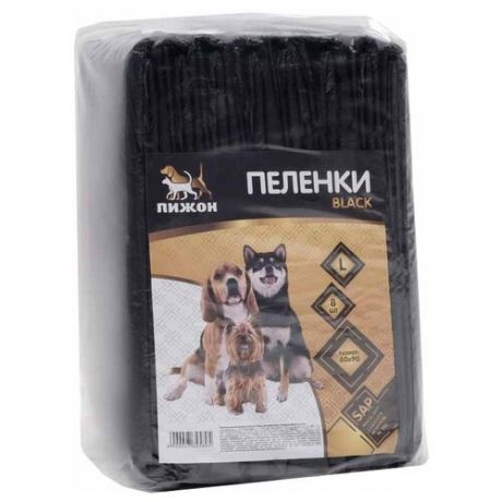 Пеленки для собак впитывающие Пижон гелевые Black 4734589 90х60 см черный 8 шт. черный