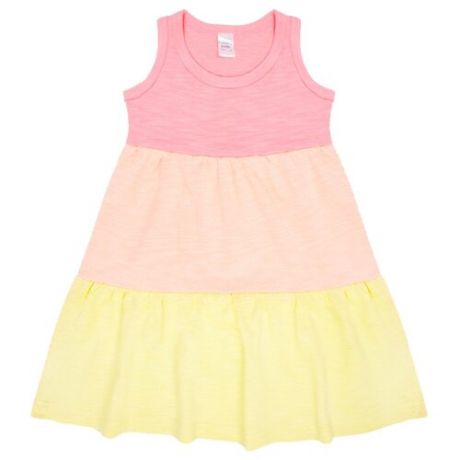 Платье Веселый Малыш размер 128, розовый/персиковый/желтый