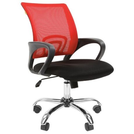 Компьютерное кресло Chairman 696 chrome офисное, обивка: текстиль, цвет: черный TW-11/красный