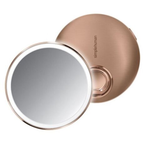Зеркало косметическое с ручкой Simplehuman Sensor compact 3x с подсветкой rose gold