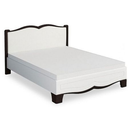 Кровать Мебель-Неман Тиффани МН-122-01М двуспальная, размер (ДхШ): 206х172 см, спальное место (ДхШ): 200х160 см, каркас: ЛДСП, цвет: белый/венге