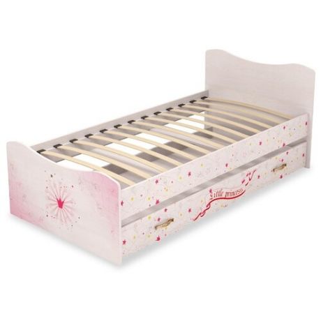 Кровать детская Ижмебель Принцесса 4, размер (ДхШ): 193.6х98 см, спальное место (ДхШ): 190х90 см, каркас: ЛДСП, цвет: лиственница сибиу с рисунком