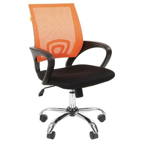 Компьютерное кресло Chairman 696 chrome офисное, обивка: текстиль, цвет: черный TW-11/оранжевый