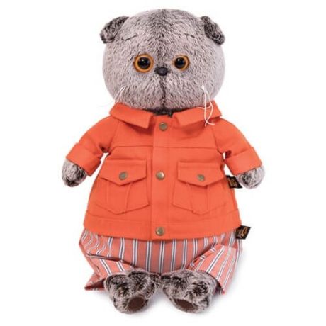 Мягкая игрушка Basik&Co Басик в оранжевой куртке и штанах 19 см