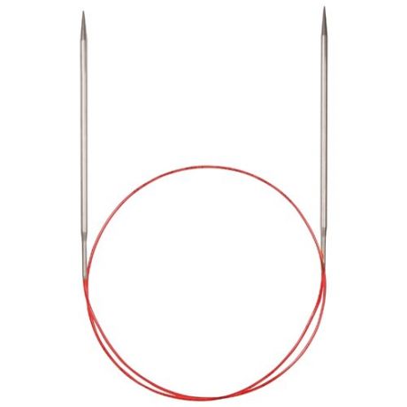 Спицы ADDI круговые с удлиненным кончиком 775-7, диаметр 6 мм, длина 50 см, серебристый/красный