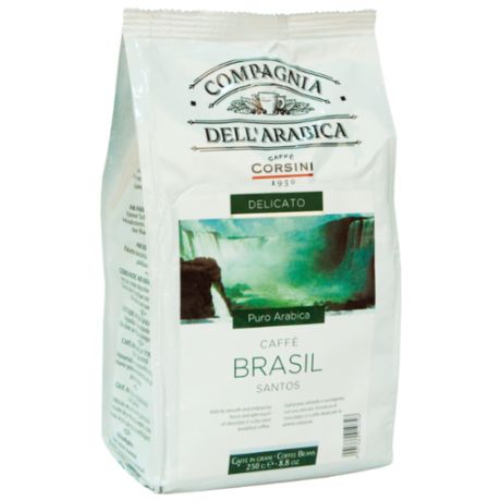 Кофе в зернах Compagnia Dell` Arabica Brasil Santos, арабика, 250 г