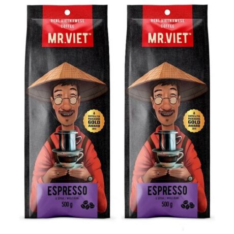 Кофе зернах Mr.Viet Espresso (2 упаковки), арабика/робуста, 1 кг