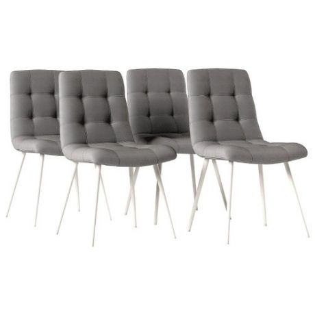 Комплект стульев Наша мебель Милан, металл/текстиль, 4 шт., цвет: белый/серый