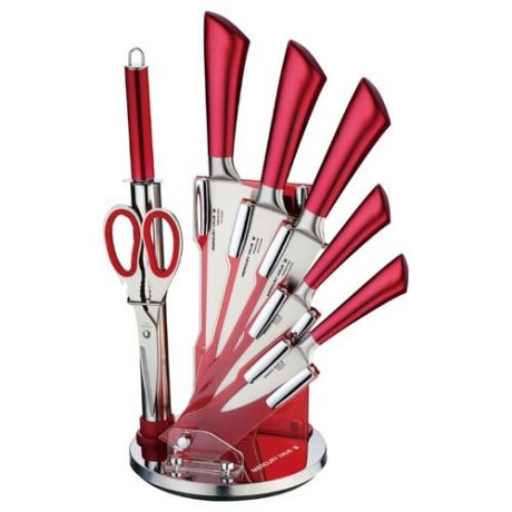 Набор MercuryHaus 5 ножей, ножницы и мусат с подставкой MC-6150-MC-6154 красный