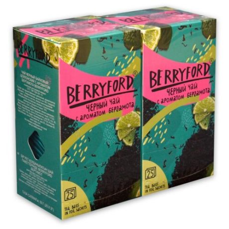 Чай черный BERRYFORD цейлонский с бергамотом в пакетиках, 25 шт.
