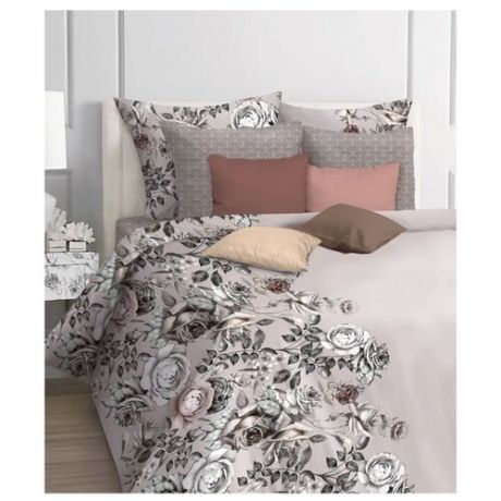 Постельное белье 1.5-спальное Mona Liza Caramel 50х70 см, бязь серый/розовый