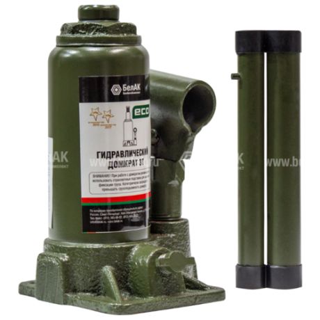 Домкрат бутылочный гидравлический БелАвтоКомплект ЭКО БАК.70012 (3 т) темно-зеленый