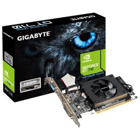 Видеокарта GIGABYTE GeForce GT 710 954MHz PCI-E 2.0 2048MB 1800MHz 64 bit DVI HDMI HDCP Retail