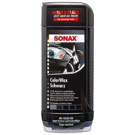 Воск для автомобиля SONAX цветной полироль с воском + карандаш (черный) 0.5 л
