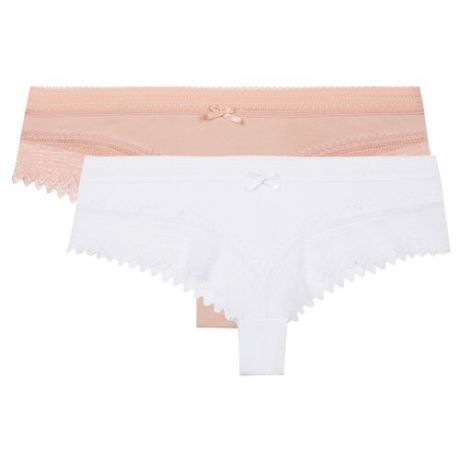 DIM Набор трусов шорты Sexy Fashion c кружевными вставкам, 2 шт., размер 40/42, белый/телесно-розовый