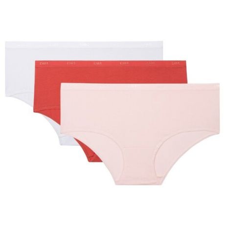 DIM Набор трусов Хипстеры Les Pockets EcoDim, 3 шт., размер 48/50, розовый/красный/белый