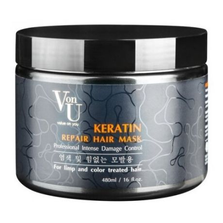 Von-U Маска-реконструктор для волос с кератином Keratin Repair Hair Mask, 480 мл
