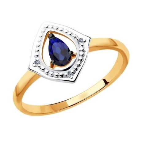 Diamant Кольцо из золота с бриллиантами и синими корундами 51-210-00266-1, размер 17.5