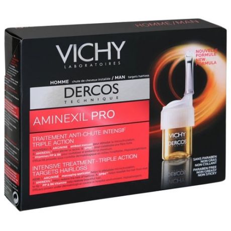 Vichy DERCOS AMINEXIL INTENSIVE 5, средство против выпадения волос для мужчин, 6 мл, 21 шт.