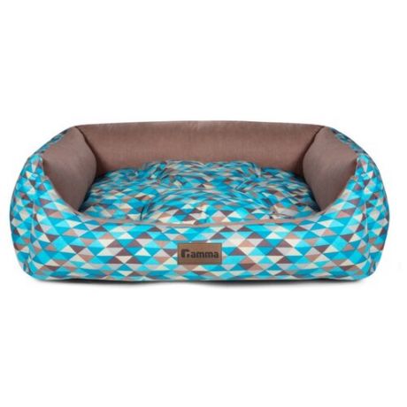Лежак для собак и кошек Гамма Мозаика прямоугольная мини 42х40х15 см синий/коричневый