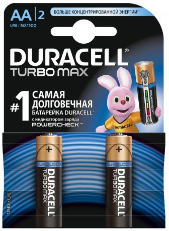 Duracell Батарейки щелочные Duracell Turbo AA/LR06, 2 шт.