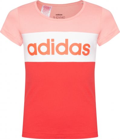 Adidas Футболка для девочек Adidas Linear Logo Colorblock, размер 152