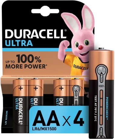Duracell Батарейки щелочные Duracell Ultra Power АА/LR6, 4 шт.