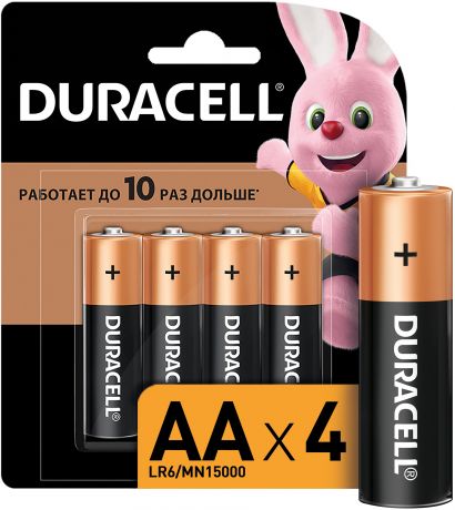 Duracell Батарейки щелочные Duracell BASIC CN АА/LR6, 4 шт.