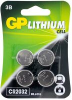 Батарейки GP литиевые DL2032, 4 шт (CR2032-7CRU4)