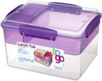 Контейнер двухуровневый с разделителями Sistema To-Go Lunch Tub, 2,3 л Violet (21665)