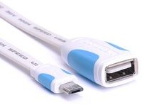 Адаптер-переходник Vention OTG USB 2.0 AF/micro B 5pin плоский, 0,1 м, белый (VAS-A09-W010)