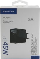 Сетевое зарядное устройство Red Line Power Delivery Tech USB + Type-C, 3A Black (УТ000015304)