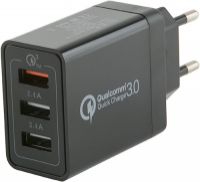 Сетевое зарядное устройство Red Line Tech 3 USB QC 3.0 Black (УТ000015765)