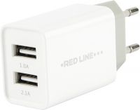 Сетевое зарядное устройство Red Line Fast Charger Lux 2 USB, 2.1A White (УТ000010357)