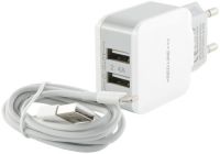 Сетевое зарядное устройство Red Line 2 USB, 2.4A + 8 pin для Apple White (УТ000013631)