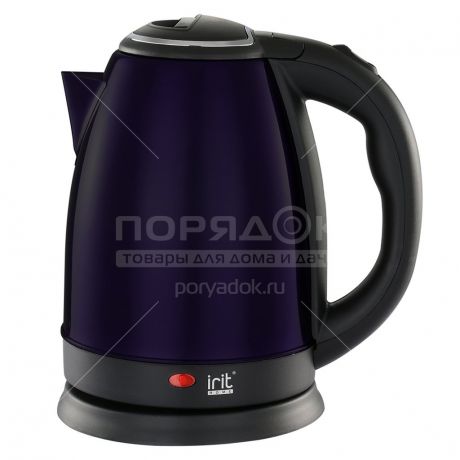 Чайник электрический металлический Irit IR-1355, 2 л, 1.5 кВт, черный
