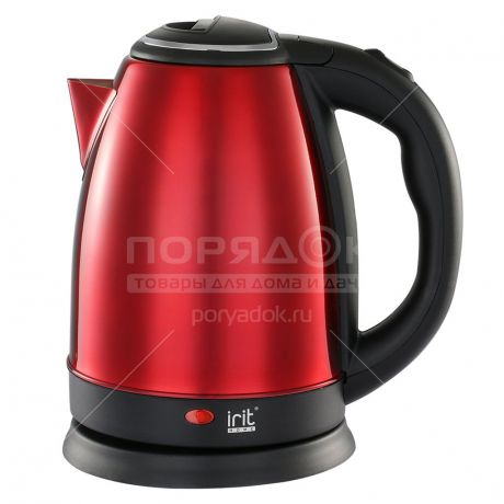 Чайник электрический металлический Irit IR-1353, 2 л, 1.5 кВт, красный