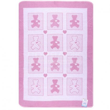 Одеяло детское Барни Жаккард белое/розовое, 100х40 см