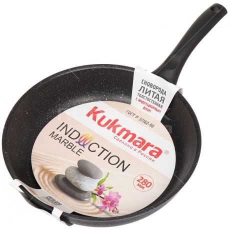 Сковорода с антипригарным покрытием Kukmara Темный мрамор смти280а без крышки, 28 см