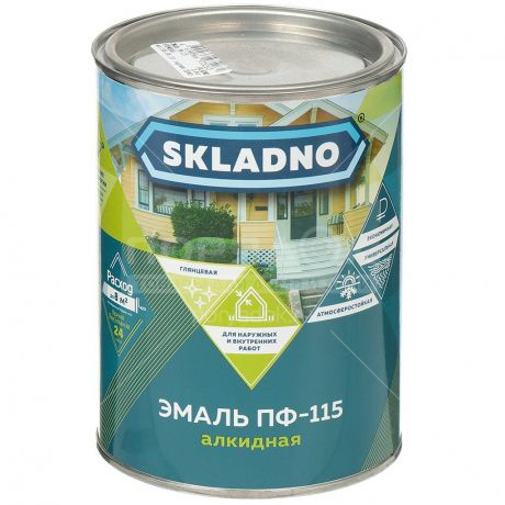 Эмаль алкидная Skladno ПФ-115 салатовая, 0.8 кг