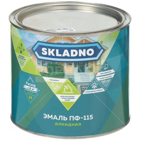 Эмаль алкидная Skladno ПФ-115 салатовая, 1.8 кг